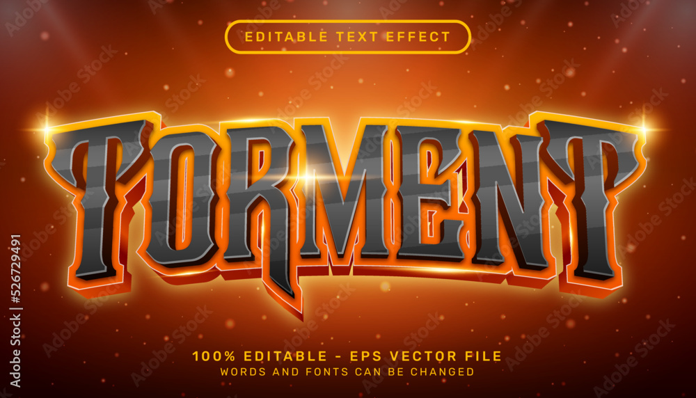 Poster torment light color 3d text effect and editable text effect