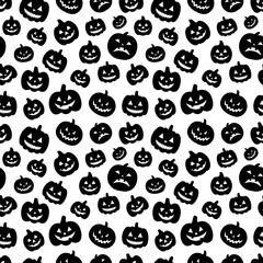 Seamless pattern black pumpkin Halloween vector illustration