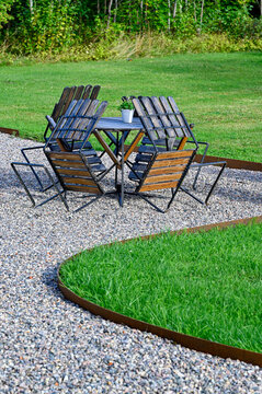 garden furniture with one table and four chairs