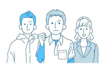 頼もしい社員・スタッフ一同　イメージイラスト　清掃業　特殊清掃　専門職