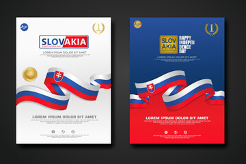 Set poster design Slovakia Constitution Day background template