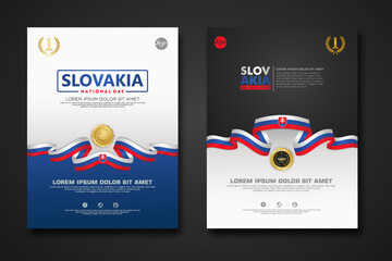 Set poster design Slovakia Constitution Day background template