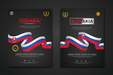 Set poster design Slovakia Constitution Day background template