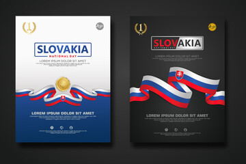 Set poster design Slovakia Constitution Day background template