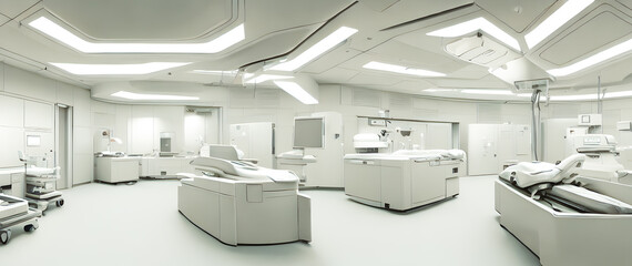 Artistic concept painting of a beautiful sci-fi futuristic hospital. Tender and dreamy design, background illustration.