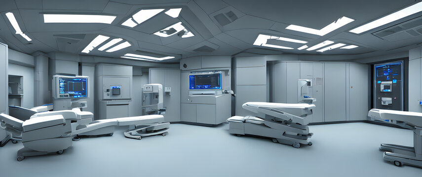 Artistic concept painting of a beautiful sci-fi futuristic hospital. Tender and dreamy design, background illustration.