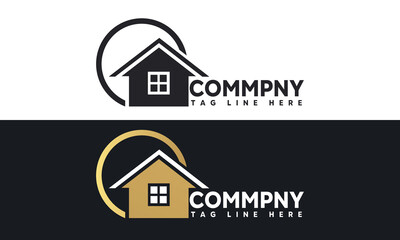 Real Estate Logo Design, Icon pack, company logo Apartment Sweet Home Golden Color Black white Color 