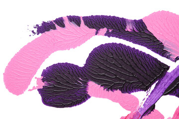 pink purple abstract acrylic painting color texture on white paper background by using rorschach inkblot method