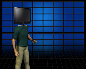 Video men before large screens