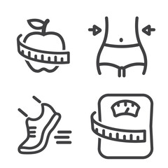 Fitness and Gym line icons set on white background.