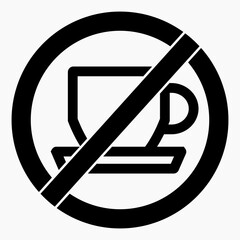 No cup. Food ban. Not to drink. No coffee. Cafe closed. Vector icon.