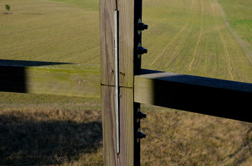joining the beams using a steel plate inserted into the notch and bolted together through the...