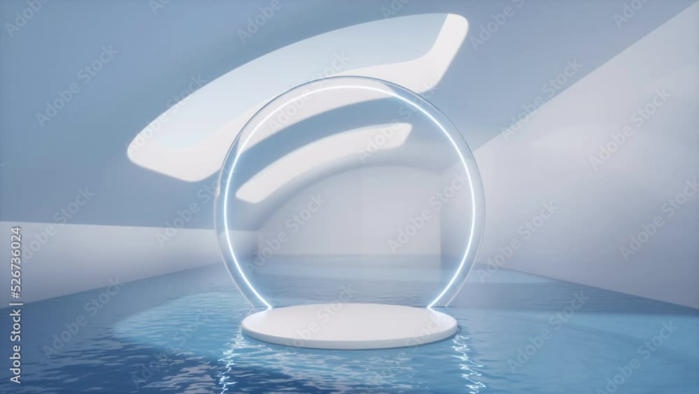 Poster the room with empty stage inside, 3d rendering.