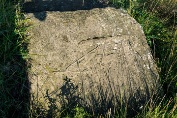 plough etched into stone , near Haworth UK