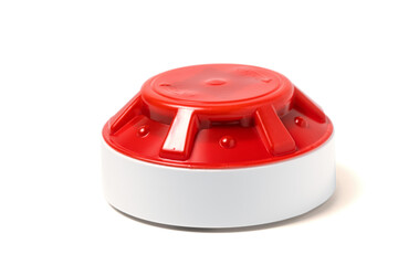 Round Plastic Smoke Detector Fire Alarm Isolated on White Background