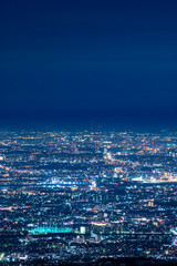Naklejka premium 六甲山頂の星空と夜景