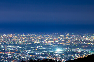 六甲山頂の星空と夜景