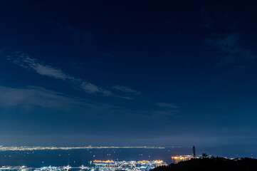 六甲山頂の星空と夜景