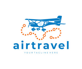 Airplane, plane, flying club and air travel, logo design. Flights, travel, aviation and airport, vector design and illustration - obrazy, fototapety, plakaty