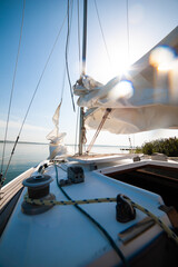 Fototapeta premium sailing boat details yacht on the sea 