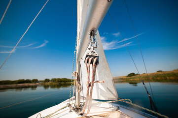 sailing boat details yacht on the sea 