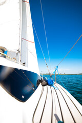 sailing boat details yacht on the sea 