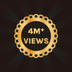 4 million views or 4m views celebration background design vector