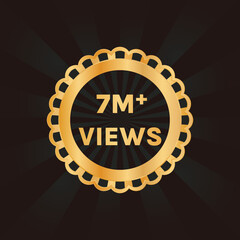 7 million views or 7m views celebration background design vector