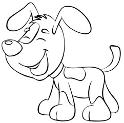 Dog. Element for coloring page. Cartoon style.