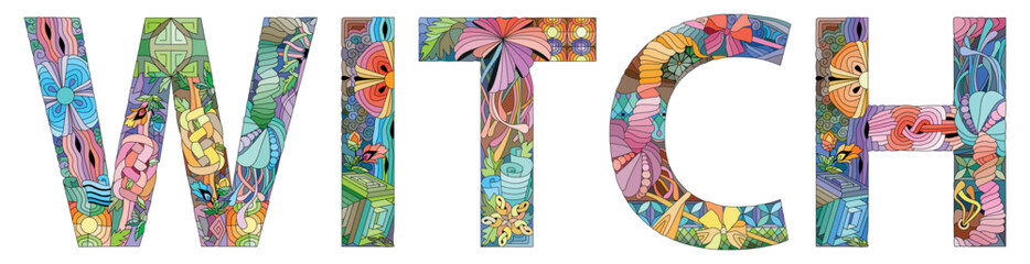 WITCH word cloud, fitness, sport, health concept