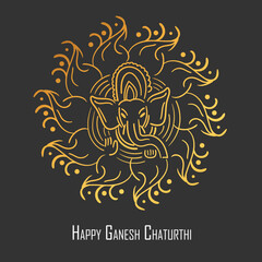 Happy Ganesh Chaturthi Festival Becground Template with Lord Ganesha Head. Simple card