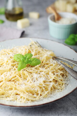 Spaghetti with italian cheese pecorino romano