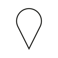 Blank and empty location map pin marker, pointer icon. Vector illustration. Isolated on white background.