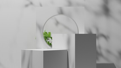 white natural pedestal or podium stand display, empty platform for product showcase, 3D Rendering