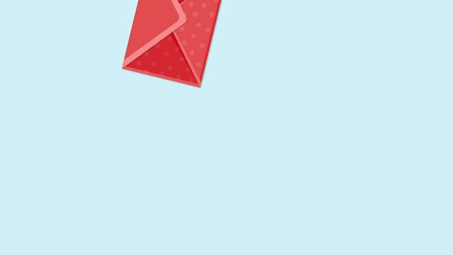 Animation of an envelope with a letter for Valentine's Day, March 8 and other holidays. Giving love mail.