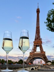 glass of champagne with Eiffel tower