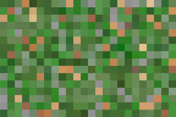 Abstract green color square pixel mosaic background illustration. Grass and ground wallpaper. Border, Frame. The concept of modern pixel games. Web design. Vector illustration
