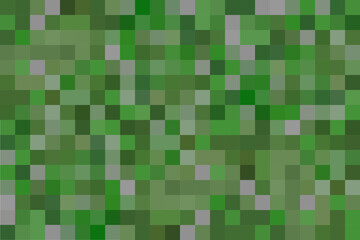 Abstract green color square pixel mosaic background illustration. Grass and ground wallpaper. Border, Frame. The concept of modern pixel games. Web design. Vector illustration