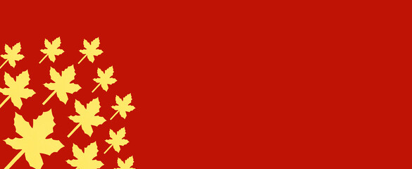 maple leaves on the left side of the banner with trendy autumn red color
