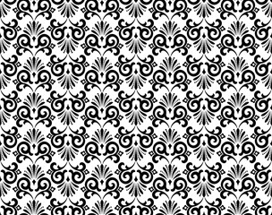 Flower geometric pattern. Seamless vector background. White and black ornament