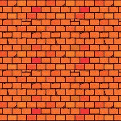 Seamless brick wall texture in red and orange tones