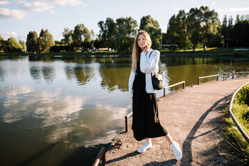 beautiful girl on walk in nature