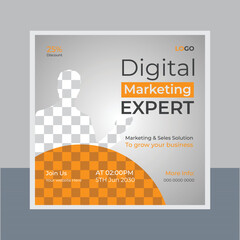 Social media marketing live posts and webinar  ad banner © CreativeTaslim