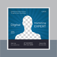 Social media marketing live posts and webinar  ad banner © CreativeTaslim