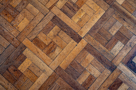 Old fashioned parquet timber floors