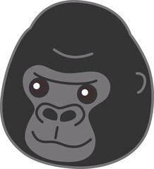 アイコンにも使えるゴリラの顔イラスト