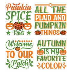 Pumpkin Quotes T-shirt Design Bundle