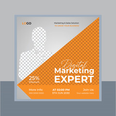 Social media marketing live posts and webinar  ad banner © CreativeTaslim