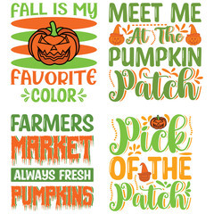 Pumpkin Quotes T-shirt Design Bundle