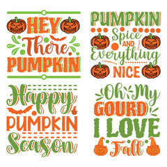 Pumpkin Quotes T-shirt Design Bundle